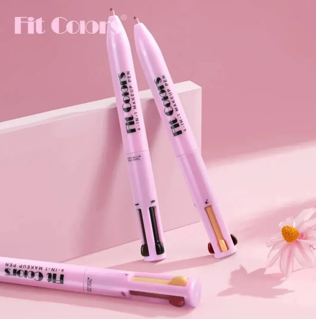"Bolígrafo de Maquillaje 4 en 1 de FIT COLORS – Todo tu Look en un Solo Paso – Llévate (2 Por 1).