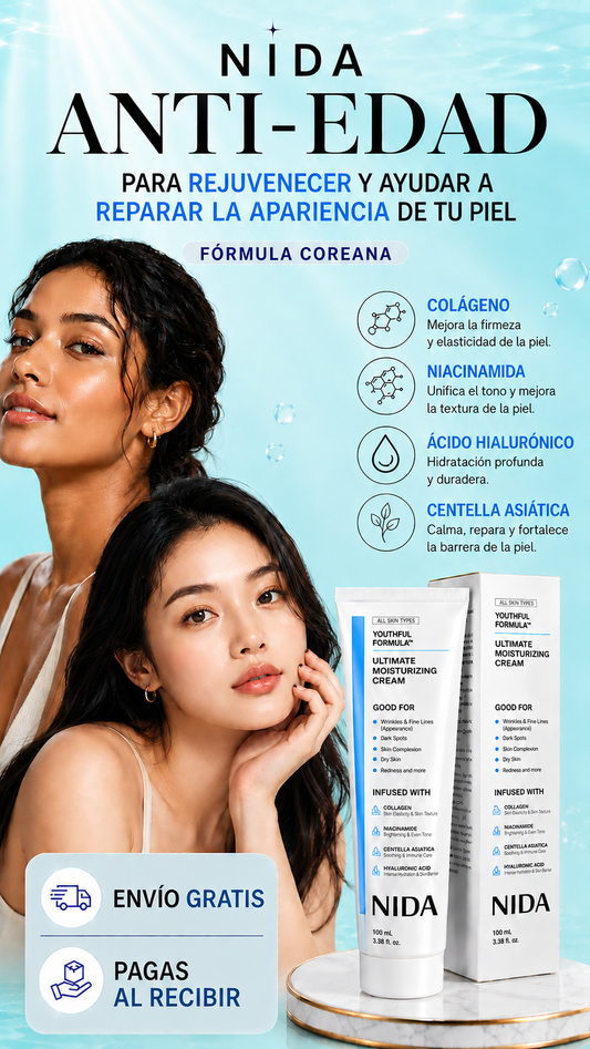 NIDA Crema Coreana Anti-Edad – Reduce Líneas, Hidrata Profundamente y Mejora el Tono de la Piel.