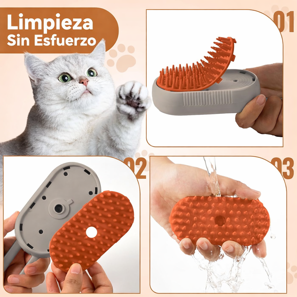 Cepillo de Vapor. Ideal para mascotas que odian el agua / Reduce la Caída de Pelo / Elimina Malos Olores y Mantiene tu hogar limpio /  Compra 1 y lleva otro GRATIS.