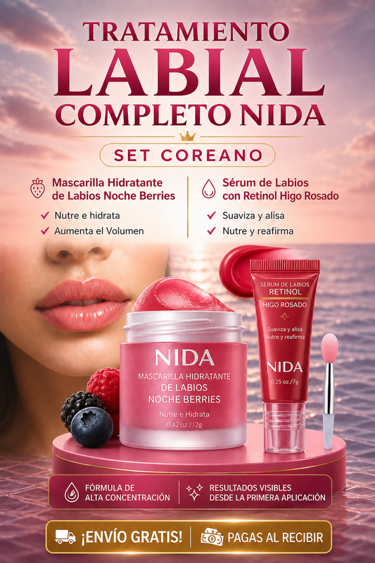 “Set de Cuidado Labial NIDA 💋 / Labios Más Suaves, Hidratados y con Volumen Natural ”