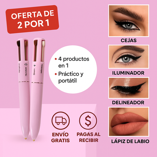 "Bolígrafo de Maquillaje 4 en 1 de FIT COLORS – Todo tu Look en un Solo Paso – Llévate (2 Por 1).